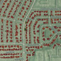 Second close-up of the map of Harbor Bluffs, Florida print showing more streets and buildings