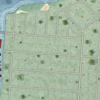 Second close-up of the map of Harbor Isle, New York print showing more streets and buildings