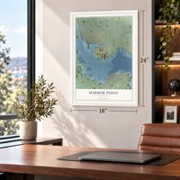 Harbor Point, Maryland map, 18 x 24 inch print in a white frame in a home office