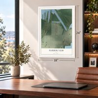 Harbor View, Ohio map, 18 x 24 inch print in a white frame in a home office