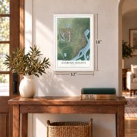 Harbour Heights, Florida map, 12 x 18 inch print in a white frame in an entryway