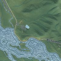 Second close-up of the map of Harding-Birch Lakes, Alaska print showing more streets and buildings
