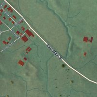 Second close-up of the map of Hardinsburg, Indiana print showing more streets and buildings