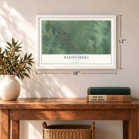 Hardinsburg, Indiana map, 12 x 18 inch print in a white frame in an entryway
