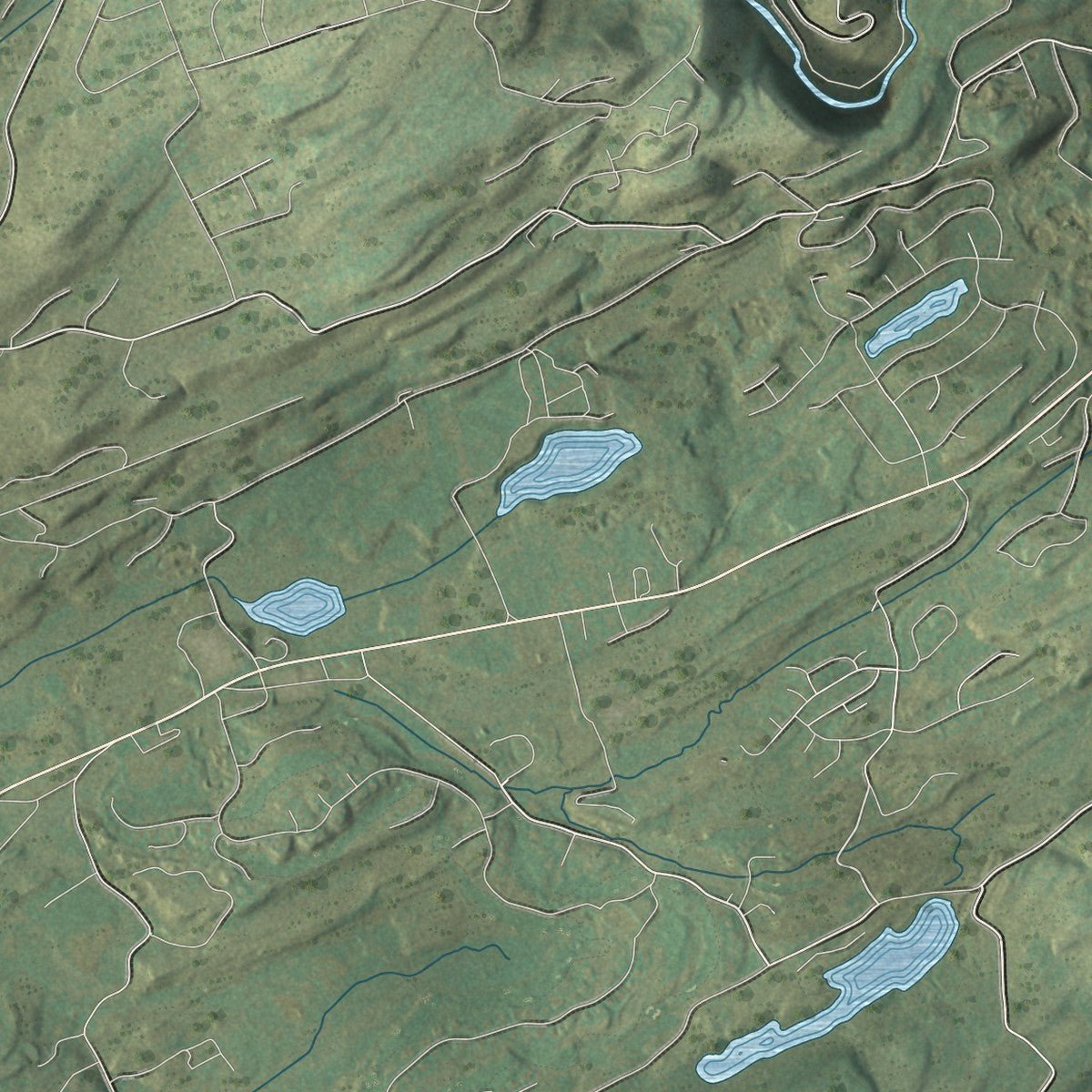 Second close-up of the map of Hardwick, New Jersey print showing more streets and buildings