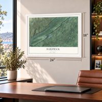 Hardwick, New Jersey map, 18 x 24 inch print in a white frame in a home office