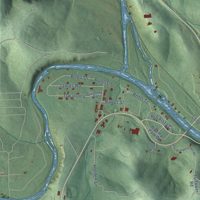 Second close-up of the map of Hardy, Arkansas print showing more streets and buildings