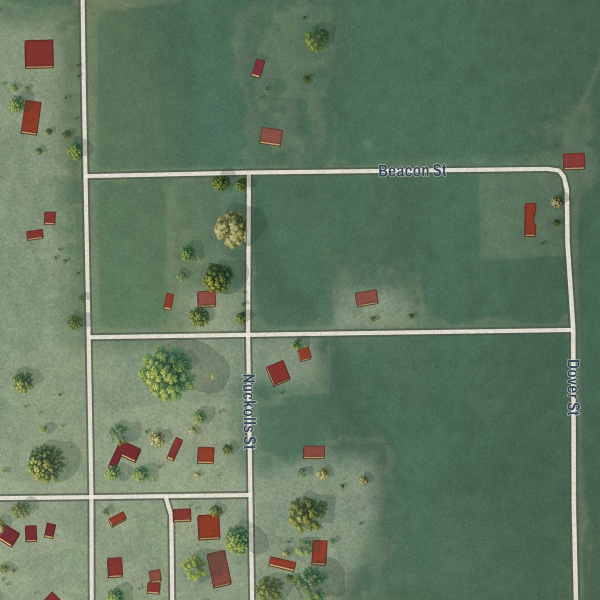 Second close-up of the map of Hardy, Nebraska print showing more streets and buildings