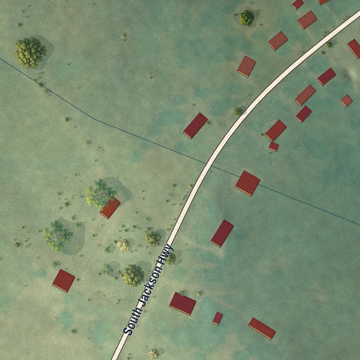 Second close-up of the map of Hardyville, Kentucky print showing more streets and buildings