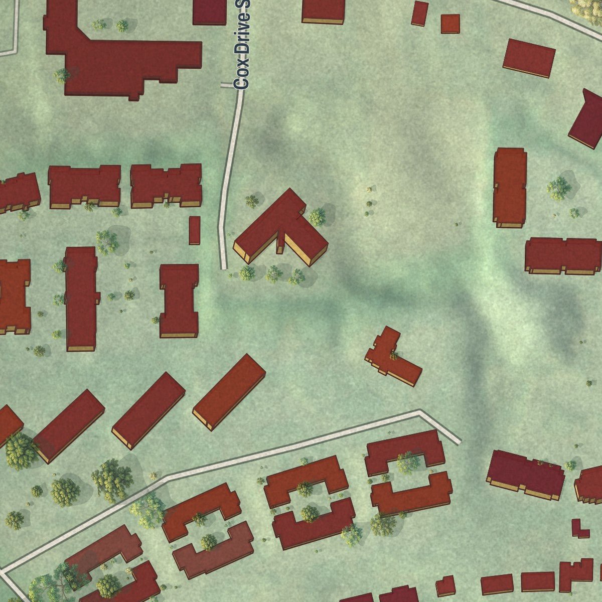 Second close-up of the map of Harland Terrace, Georgia print showing more streets and buildings