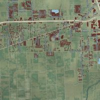 Second close-up of the map of Harlingen, Texas print showing more streets and buildings