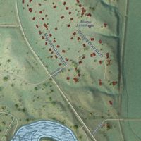 Second close-up of the map of Harmon, North Dakota print showing more streets and buildings