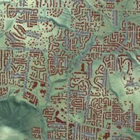 Second close-up of the map of Harmony, Oregon print showing more streets and buildings