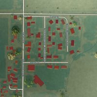 Second close-up of the map of Harrah, Washington print showing more streets and buildings