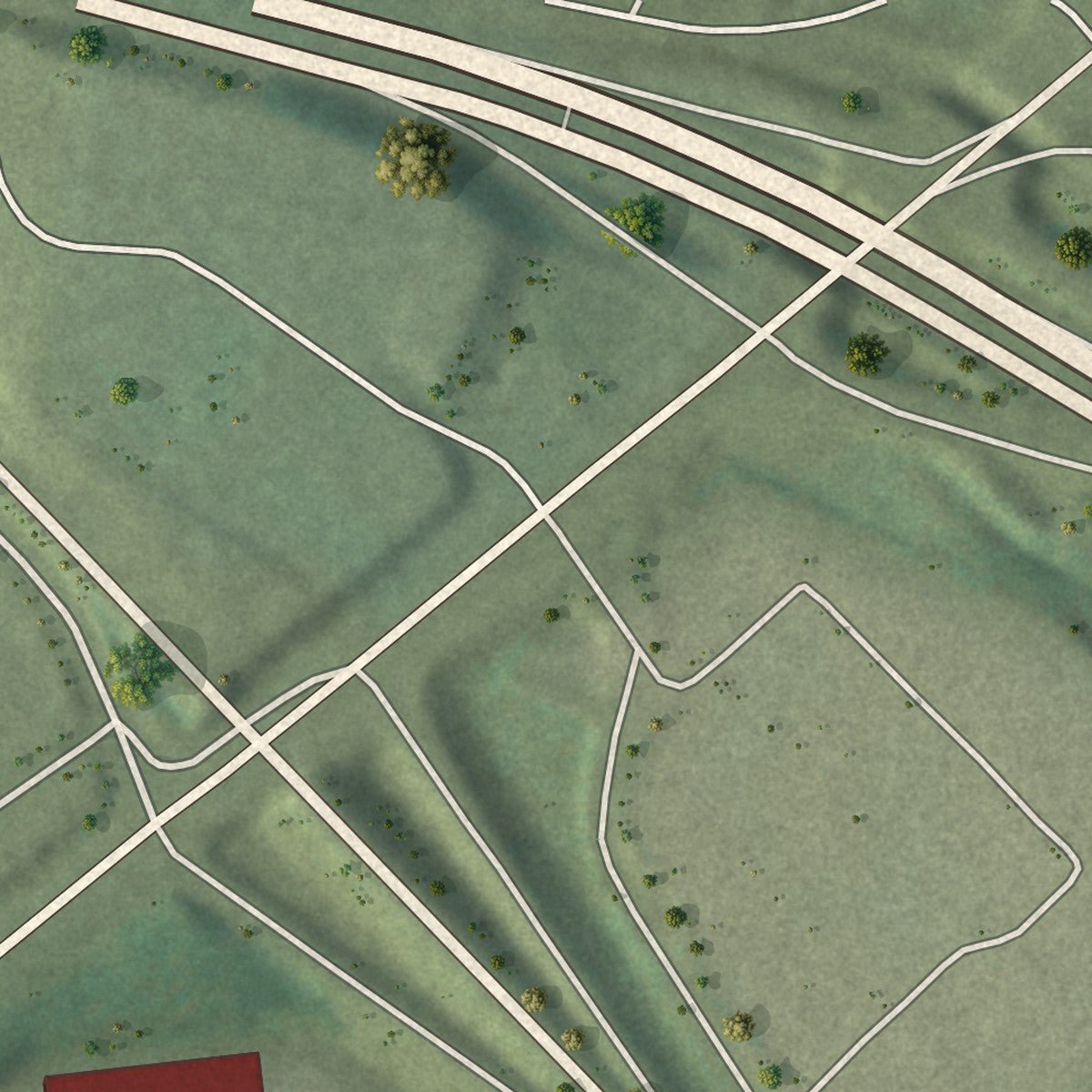 Second close-up of the map of Harriman, New York print showing more streets and buildings