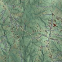 Second close-up of the map of Harris, North Carolina print showing more streets and buildings