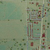 Second close-up of the map of Harrisburg, Arkansas print showing more streets and buildings