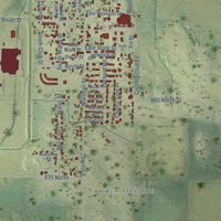 Second close-up of the map of Harrisburg, Illinois print showing more streets and buildings