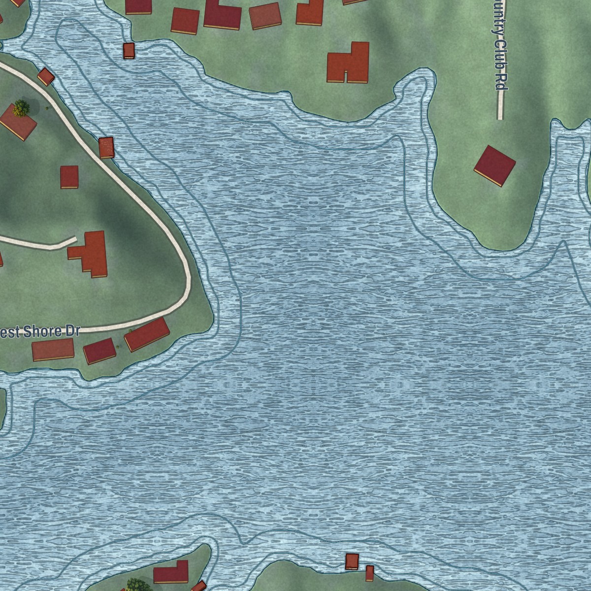 Second close-up of the map of Harrison Lake, Indiana print showing more streets and buildings