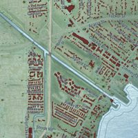 Second close-up of the map of Harrison, Macomb County, Michigan print showing more streets and buildings
