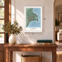 Harrison, Macomb County, Michigan map, 12 x 18 inch print in a white frame in an entryway