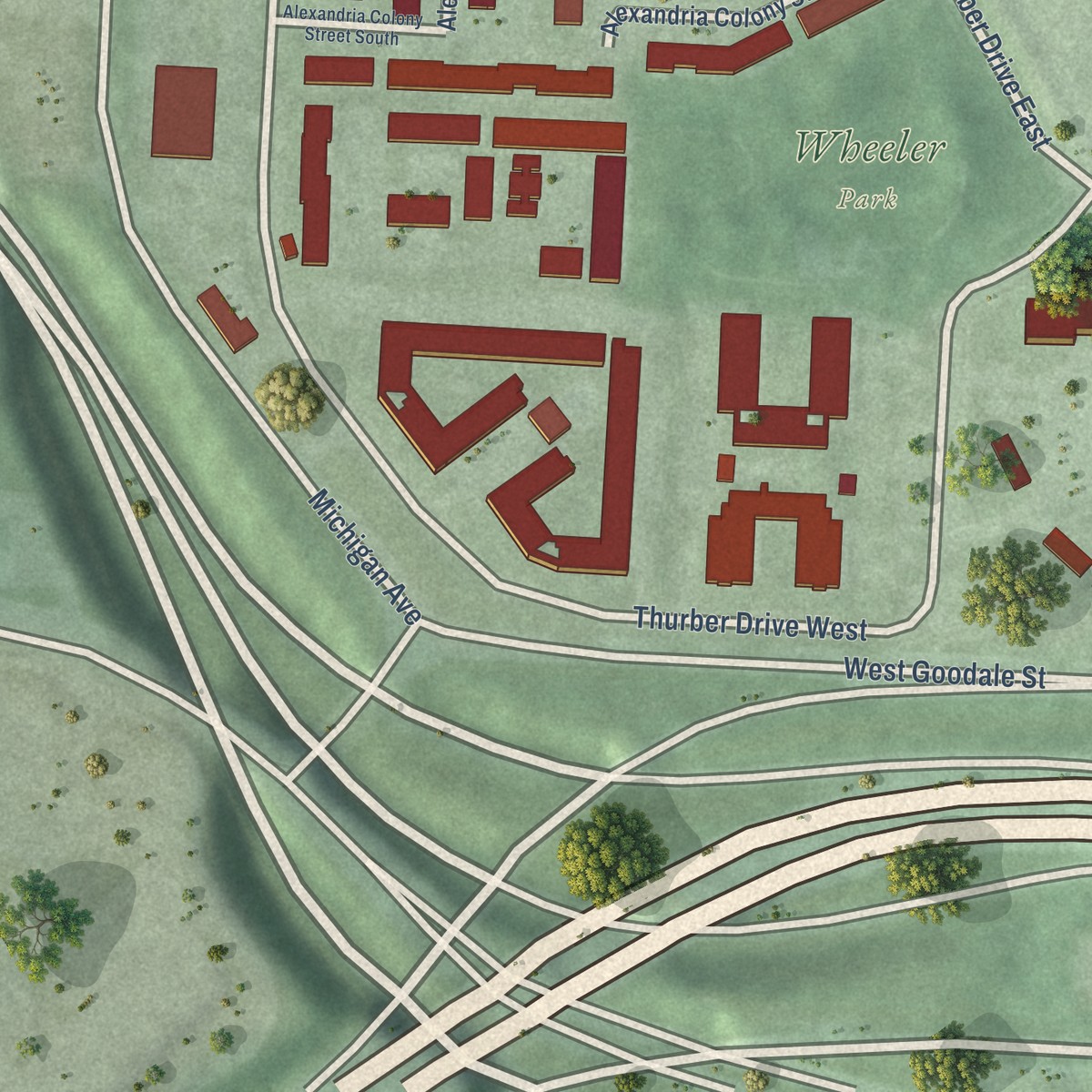 Second close-up of the map of Harrison West, Ohio print showing more streets and buildings