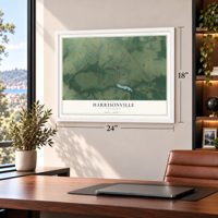 Harrisonville, New Jersey map, 18 x 24 inch print in a white frame in a home office