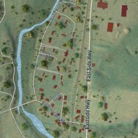 Second close-up of the map of Harriston, Virginia print showing more streets and buildings