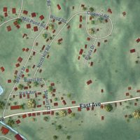 Second close-up of the map of Harrisville, Rhode Island print showing more streets and buildings