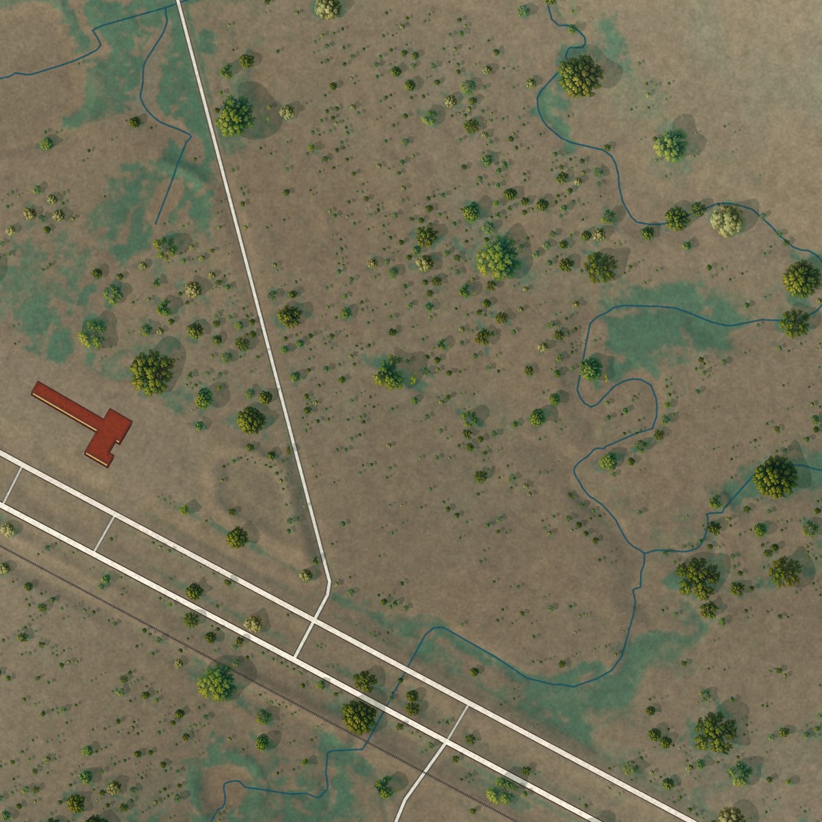 Second close-up of the map of Harrold, Texas print showing more streets and buildings