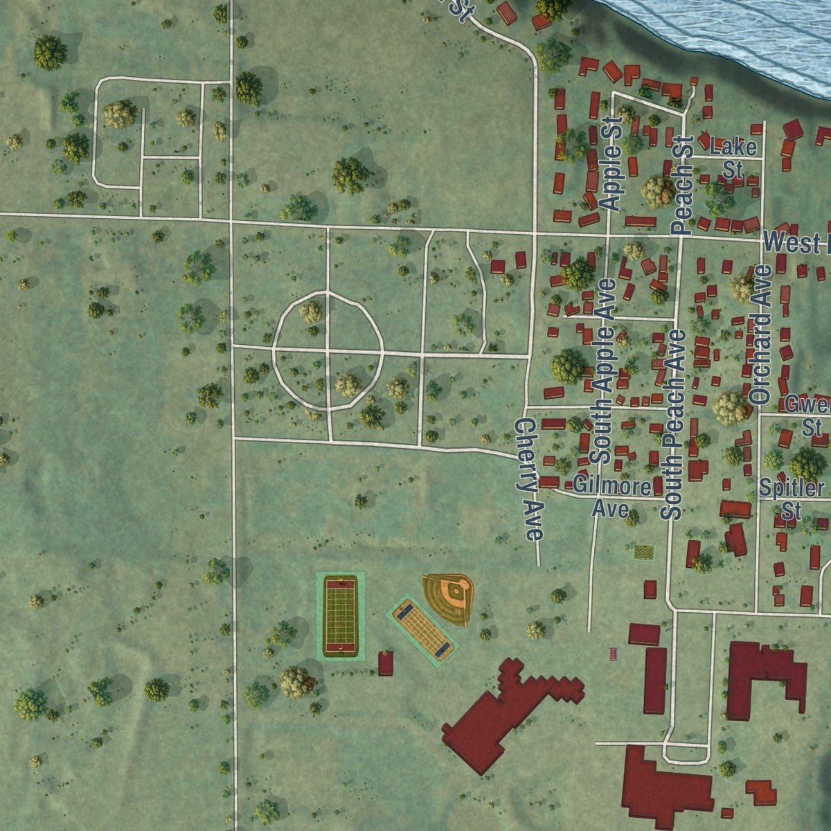 Second close-up of the map of Hart, Michigan print showing more streets and buildings