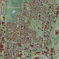 Second close-up of the map of Hartford, Connecticut print showing more streets and buildings