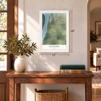 Hartford, Illinois map, 12 x 18 inch print in a white frame in an entryway