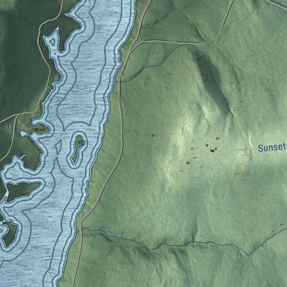 Second close-up of the map of Hartland, Connecticut print showing more streets and buildings