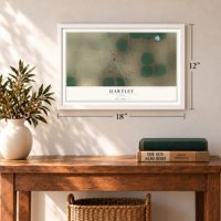 Hartley, Texas map, 12 x 18 inch print in a white frame in an entryway