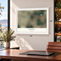 Hartley, Texas map, 18 x 24 inch print in a white frame in a home office