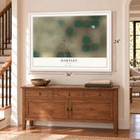 Hartley, Texas map, 24 x 36 inch print in a white frame above a dresser by a staircase