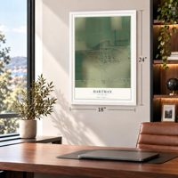 Hartman, Colorado map, 18 x 24 inch print in a white frame in a home office