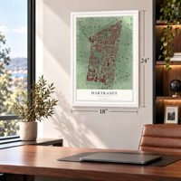 Hartranft, Pennsylvania map, 18 x 24 inch print in a white frame in a home office