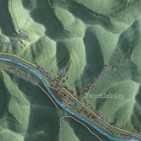 Second close-up of the map of Harts, West Virginia print showing more streets and buildings