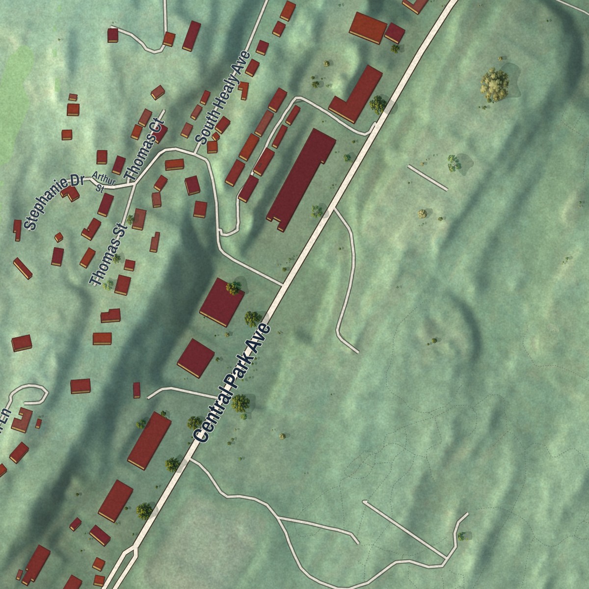 Second close-up of the map of Hartsdale, New York print showing more streets and buildings