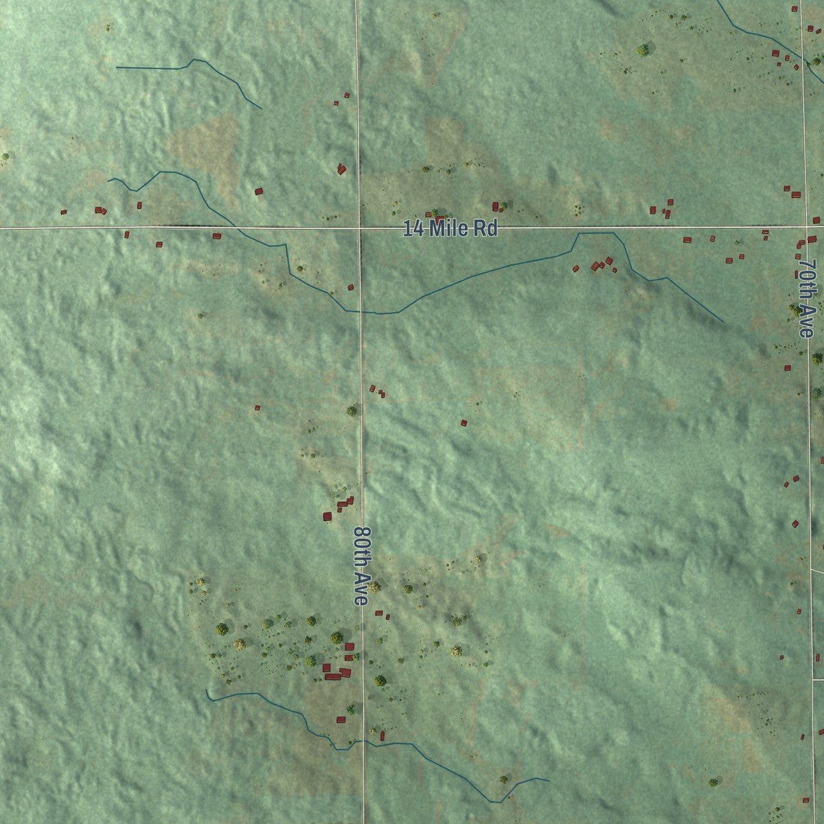 Second close-up of the map of Hartwick, Michigan print showing more streets and buildings