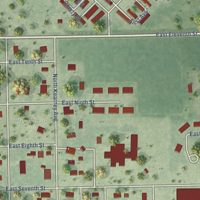 Second close-up of the map of Harvard, Nebraska print showing more streets and buildings