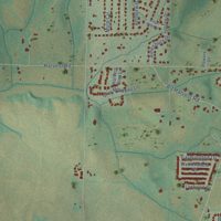 Second close-up of the map of Harvest, Alabama print showing more streets and buildings