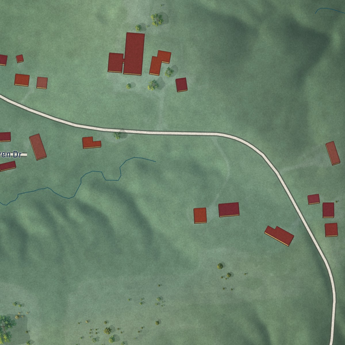 Second close-up of the map of Hashtown, Indiana print showing more streets and buildings