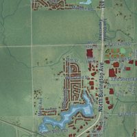 Second close-up of the map of Hastings, Nebraska print showing more streets and buildings