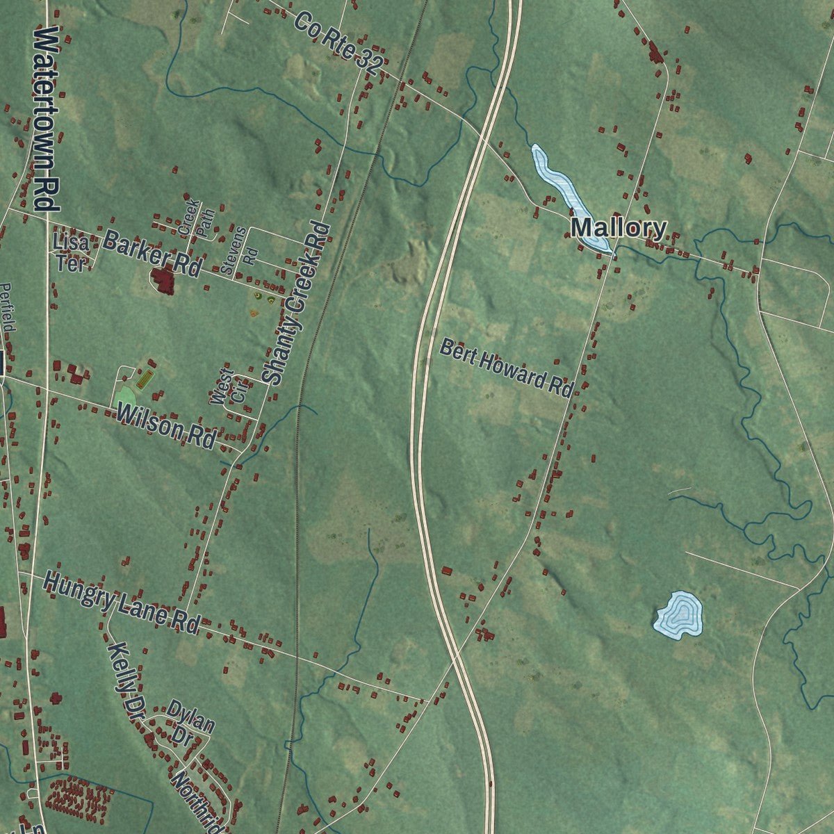 Second close-up of the map of Hastings, New York print showing more streets and buildings
