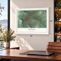 Hastings, Pennsylvania map, 18 x 24 inch print in a white frame in a home office
