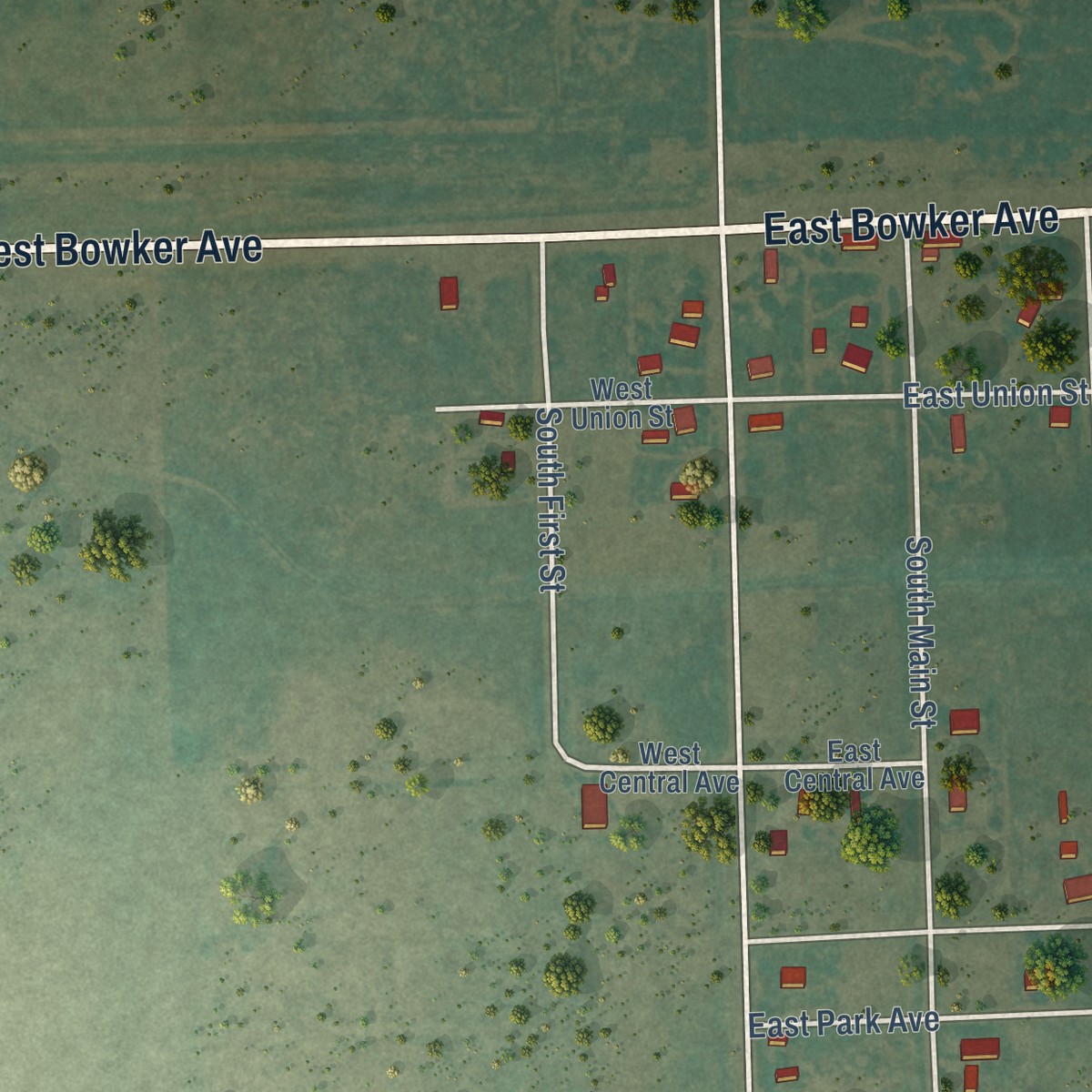 Second close-up of the map of Hasty, Colorado print showing more streets and buildings