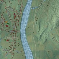 Second close-up of the map of Hatfield, Massachusetts print showing more streets and buildings